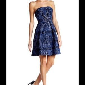 Eva Franco Strapless Metallic Dress Bow Detail